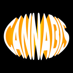 Wall Mural - Cannabis. Vector 3D lettering isolated . Template for card, poster, banner, print for t-shirt, pin, badge, patch.