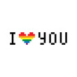  pixel i love you heart Gay  LGBT pride rainbow chat icon vector  pixel art 8 bit 