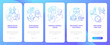 Social media detox reasons blue gradient onboarding mobile app screen. Walkthrough 5 steps graphic instructions pages with linear concepts. UI, UX, GUI template. Myriad Pro-Bold, Regular fonts used