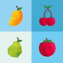 Set Of Low Poly Fruits