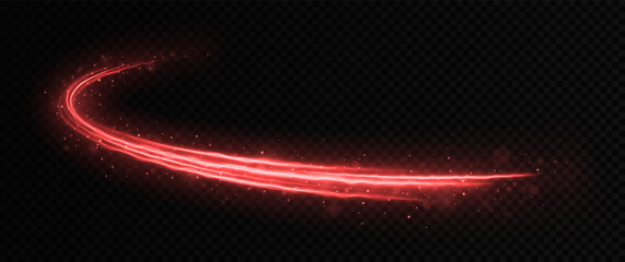 Wall Mural - glowing fire lines effect. glittering magic red particles isolated on transparent background. sparkl