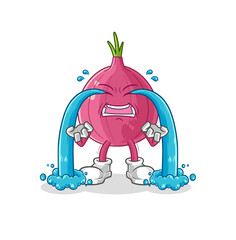 Wall Mural - red onion crying illustration. character vector