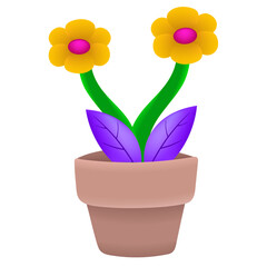 Wall Mural - sunflower pot in beautiful spring, doodle icon drawing