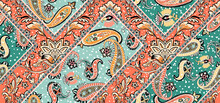 Patchwork Mosaic Pattern With Paisley And Floral Motifs. Damask Style Pattern For Textil And Decoration