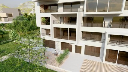 Fototapete - Modern upscale apartment building