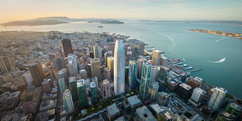Fototapete - Aerial Panoramic Cityscape View of San Francisco Skyline