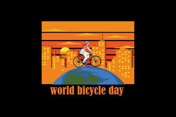 Wall Mural - World bicycle day retro vintage landscape