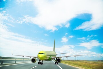 Sticker - A big airplane on road airport Russia