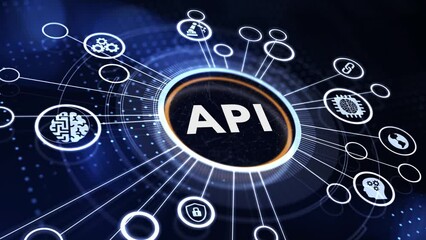 API - Application Programming Interface. Software development tool. Business, modern technology, internet and networking concept.