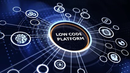 Low Code software development platform technology concept.