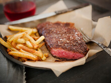Wagyu Strip Steak With French Fries