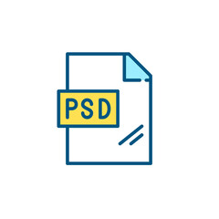 Wall Mural - psd file format icon. pixel perfect, editable stroke, line art color