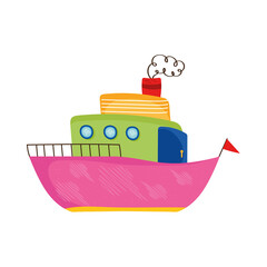 Wall Mural - pink steam boat