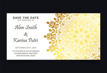 Luxury wedding invitation in mandala