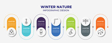 Winter Nature Concept Infographic Design Template. Included Sphinx, Banjo, Vase, Scythe, Snake, Dragonfly, Snowy Icons For Abstract Background.