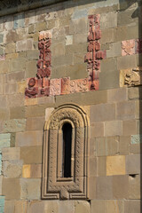 Wall Mural - Close View Of Bas-Relief At The Exterior Facade Of Ancient Svetitskhoveli Monastery