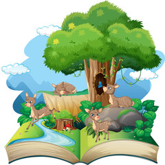 Poster - Storybook with deers in forest