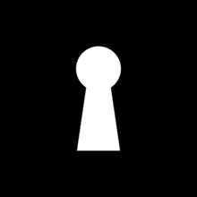 Keyhole. Key Hole Icon. Door Keyhole. Shape Of Lock Of Door. White Key Hole Isolated On Black Background. Logo For Home And Entrance. Vector