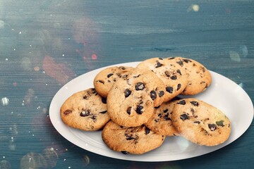 Canvas Print - Stack of the Butter biscuits. Sweet cookies on plate.