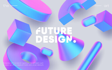 Wall Mural - 3d background with gradient geometric shapes. eps10 vector.
