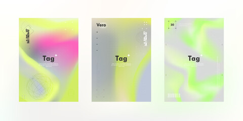 Wall Mural - trendy graffiti style posters set with light neon green blurred shape. modern wallpapers design for 