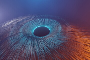 Poster - Abstract eye. Centric motion of star trails. Starburst dynamic lines or rays. 3d rendering illustration. Background pattern for design