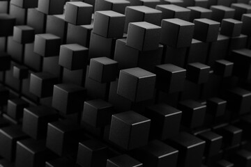 Leinwandbilder - Cube Black  Abstract background  . Centric motion of star trails. Starburst dynamic lines or rays. 3d rendering illustration. Background pattern for design