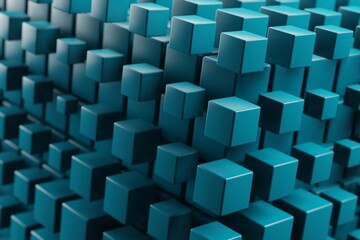 Leinwandbilder - Cube blue  Abstract background  . Centric motion of star trails. Starburst dynamic lines or rays. 3d rendering illustration. Background pattern for design