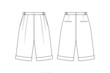 Fashion flat sketch of high-waisted double pleated shorts. Fashion technical drawing of  women's long shorts with cuffs