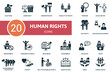 Human Rights set icon. Contains human rights illustrations such as democracy, equality of rights, black rights and more.