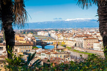 View Of Florence And Its Bridges, Florence, UNESCO World Heritage Site, Tuscany