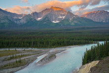 Mount Fryatt And The Athabasca River, Jasper National Park, UNESCO World Heritage Site, Alberta
