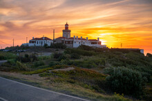 Roca Cape (Cabo Da Roca) Lighthouse, Westernmost Point Of Europe, At Sunset, Portugal