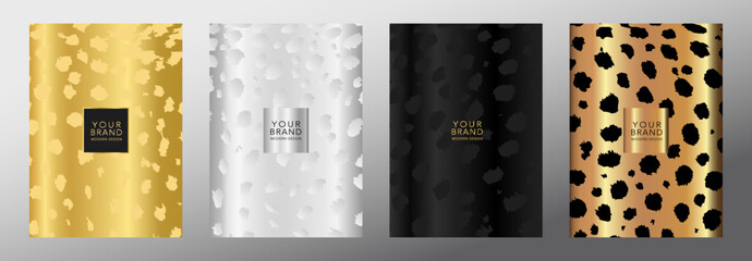 Wall Mural - modern elegant cover design set. luxury fashionable background with abstract grunge pattern in gold,