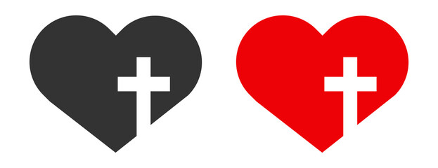 Christian heart icon. Human loves God symbol. Sign religion vector.