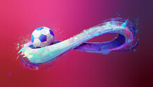 Illustration Of Football Soccer Ball Against The Background Color Of World Cup 2022, Qatar