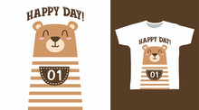 Happy Bear Cartoon Tshirt Concept Designs