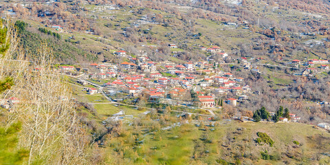 Wall Mural - Town Over Mountains, Greece