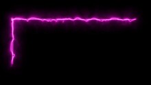 A Pink Rectangle Is Formed. Rectangle To Enter Text. Copy Space. Neon Pink Color With Electricity Effect. Alpha Channel