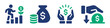 Investment icon set. Containing business growth, dollar money bag, saving and deposit icon design. Investment management vector illustration.