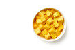 Bowl of fresh sliced ripe mango fruit cubes