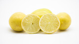 Fototapeta Kuchnia - selective focus, Lemon pieces isolated on white background