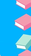 Wall Mural - Animation of woman talking over book icons