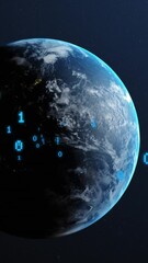 Wall Mural - animation of binary coding and globe on black background