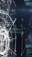 Wall Mural - animation of data processing and shapes on black background