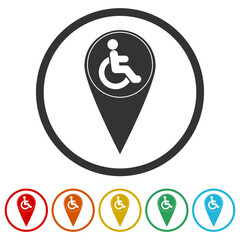 Poster - Handicapped person icon. Set icons colorful