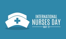 Vector Illustration Of A Nurse's Hat Suitable For International Nurses Day. Isolated On Blue Background