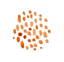 Set Of Orange Watercolor Dots On White Background