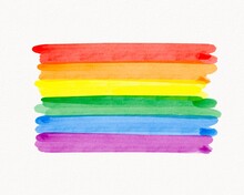 LGBT  Pride Month Watercolor Texture Concept. Rainbow Flag Brush Style Isolate On White Background.