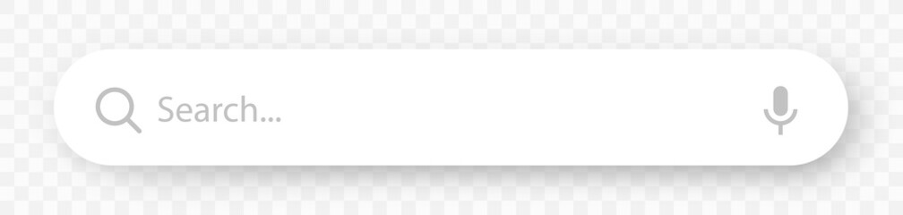 Wall Mural - search bar. search window with shadow on transparent background. search bar for ui interface - stock
